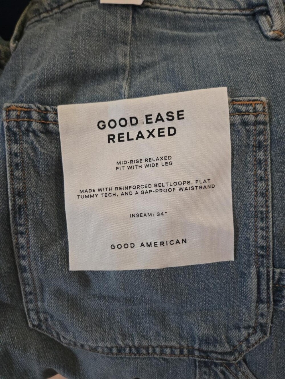 NWT Good AMERICAN Standard Ease Carpenter Jeans - Indigo879 - Picture 10 of 10